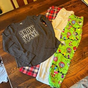 Girls Pj Set Mix - 3 pants & 1 top, size 10